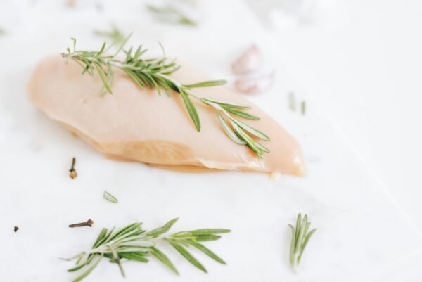 Raw Chicken on White Ceramic Plate